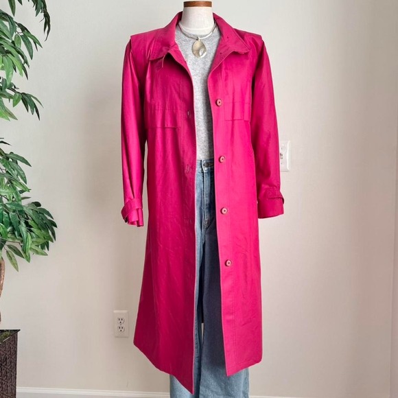 London Fog Jackets & Blazers - Vintage Magenta Pink London Fog Trench Coat